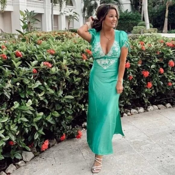Free people Cooper Midi Dress In Verdis Green NWT Size 4 - Picture 2 of 10